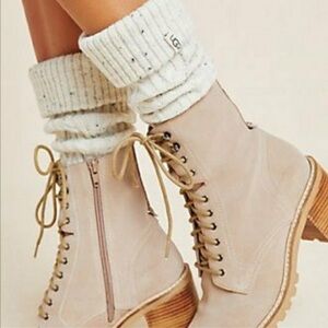 UGG Women’s Rain Boot Socks Cream Knit Cuff Size 5-10 Sock Size 9-11